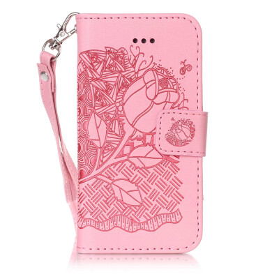 

Pink Rose Design PU Leather Flip Cover Wallet Card Holder Case for IPHONE 7PLUS
