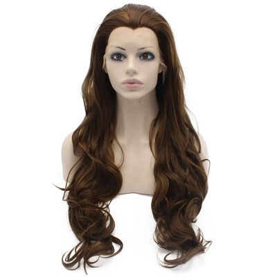 

Iwona Synthetic Hair Lace Front Long Wavy Highlight Brown Wig