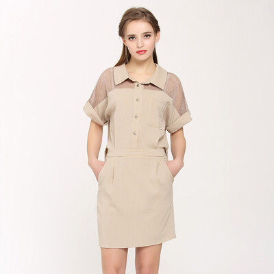 

TMi Mystery Women's Summer Little Tankel Однобортное простое платье 162017 Beige XL