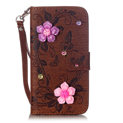 

Brown Butterfly Design PU Leather Flip Cover Wallet Card Holder Case for SAMSUNG A510