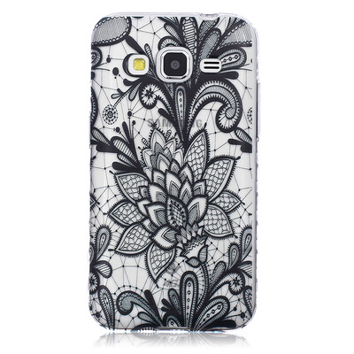 

Black Rose Pattern Мягкий тонкий ТПУ Резиновая крышка силиконовый гель чехол для SAMSUNG GALAXY CORE Prime G360