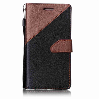 

Черный + коричневый дизайн PU кожаный бумажник чехол Классический откидная крышка с подставкой Функция и слот кредитной карты для