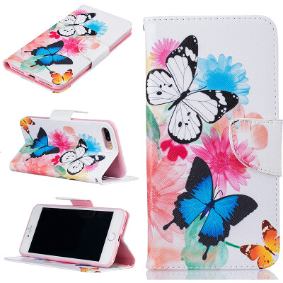 

Two Butterflies Design PU Leather Flip Cover Wallet Card Holder Case for IPHONE 7 Plus