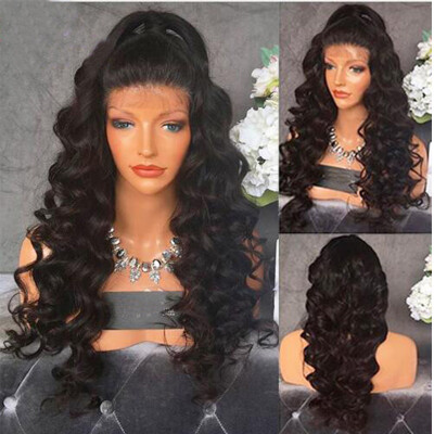 

130 density Natural color Glueless full lace human hair wigs free part full lace wavy wigs with baby hair