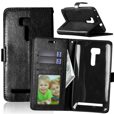 

Black Style Classic Flip Cover with Stand Function and Credit Card Slot for Asus Zenfone Go ZB551KL