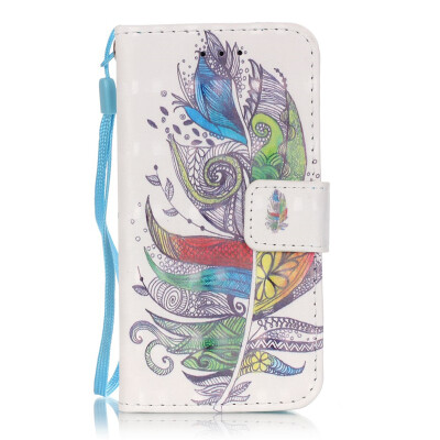 

Colourful Plumes Design PU Leather Flip Cover Wallet Card Holder Case for IPODTOUCH 5 6