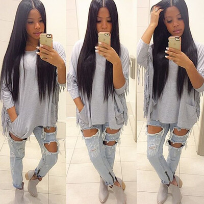 

Silky Straight Human Hair Brazilian Full Lace Wigs With Baby Hair 7A 130 Density Full Lace Glueless Wigs Natural Hairline