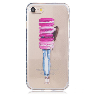 

Girl holding cake Pattern Soft Thin TPU Rubber Silicone Gel Case Cover for IPHONE 7