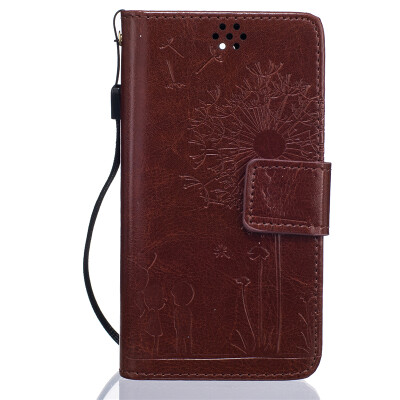 

Brown Lovers and Dandelion Style Embossing Classic Flip Cover with Stand Function and Credit Card Slot for SONY Xperia X