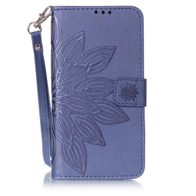 

Blue Flower Design PU Leather Flip Cover Wallet Card Holder Case for SAMSUNG S7EDGE