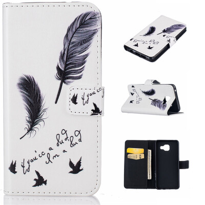 

Black plumes Design PU Leather Flip Cover Wallet Card Holder Case for SAMSUNG Galaxy A3 2016/A310