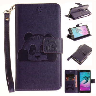 

Purple Panda Style Embossing Classic Flip Cover with Stand Function and Credit Card Slot for SAMSUNG GALAXY A5 2016/A510