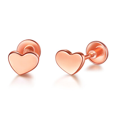 

My 18K gold ear nail female models 18K rose gold simple heart-shaped earrings