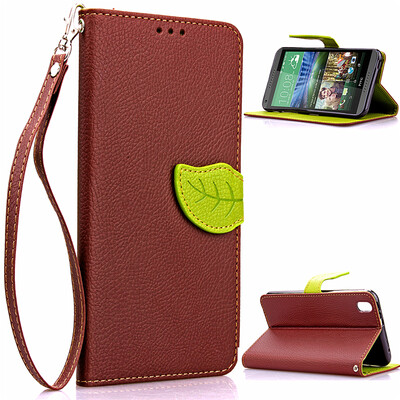 

Brown Design PU Leather Flip Cover Wallet Card Holder Case for HTC Desire 816