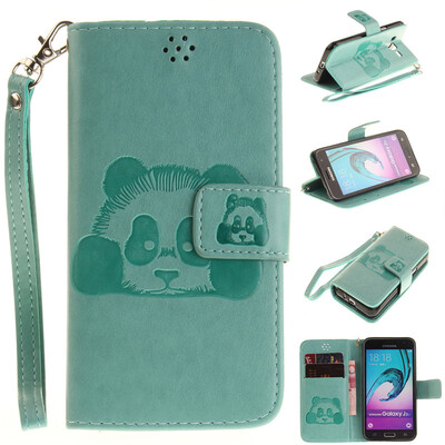 

Green Panda Style Embossing Classic Flip Cover with Stand Function and Credit Card Slot for SAMSUNG GALAXY J3 2016/J310