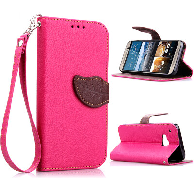 

Pink Design PU Leather Flip Cover Wallet Card Holder Case for HTC One M9