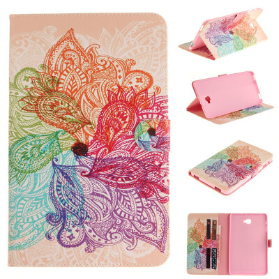 

Colorful flowers Style Embossing Classic Flip Cover with Stand Function and Credit Card Slot for SAMSUNG GALAXY Tab A 10.1 T580N