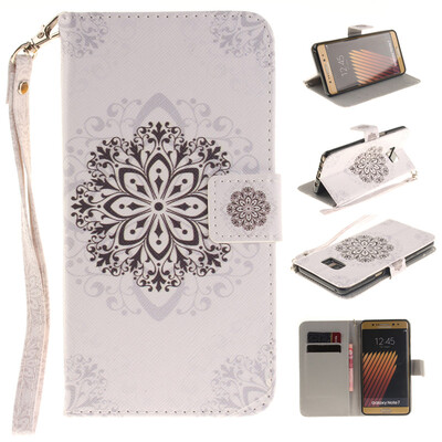 

Datura flowers Design PU Leather Flip Cover Wallet Card Holder Case for SAMSUNG GALAXY NOTE 7