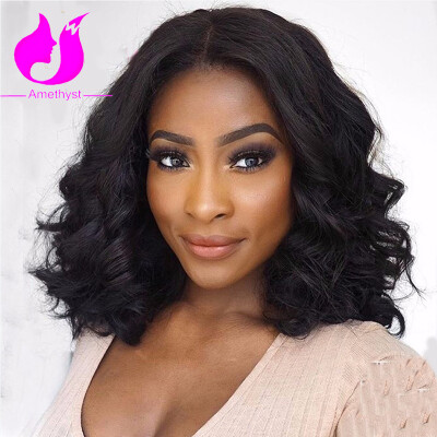 

Amethyst Natural Wave Full Lace Wigs Grade 8A Virgin Brazilian Human Hair Bob Wigs