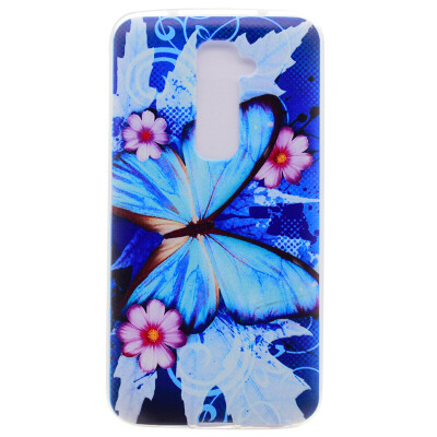 

Blue butterfly Pattern Soft Thin TPU Rubber Silicone Gel Case Cover for LG G2