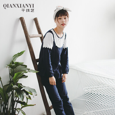 

Thousands of flowers fall ladies pajamas Korean lace girl long sleeve home service suit Q563122 Po Lan