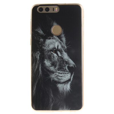 

Black lion Pattern Soft Thin TPU Rubber Silicone Gel Case Cover for HUAWEI Honor 8