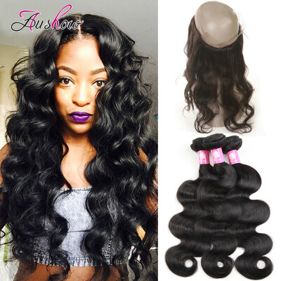 

360 Lace Frontal With Hair Bundles Brazilian Virgin Hair Body Wave With Closure Human Hair 3 Bundles With 360 Lace Frontal Closure