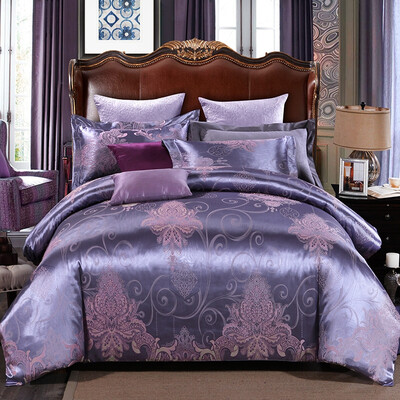 

Elegant 100 uya100 kit home textiles cotton satin jacquard bed four sets of comfortable bedding sets gorgeous music blue purple 18 meters bed 220 240cm