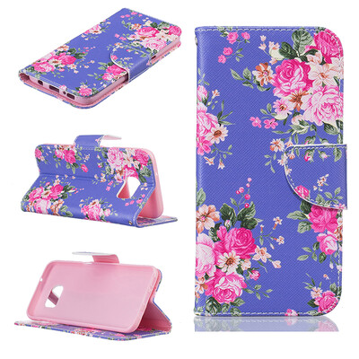

Purple flowers Design PU Leather Flip Cover Wallet Card Holder Case for SAMSUNG GALAXY S7 Edge