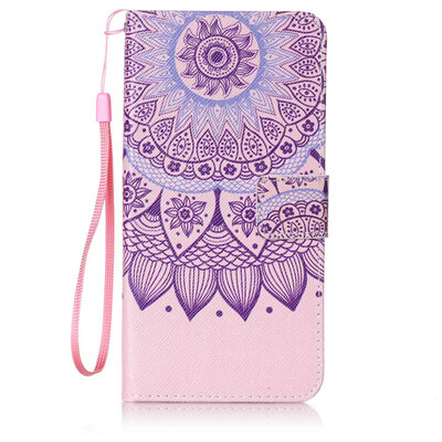 

Purple Sunflower Design PU Leather Flip Cover Wallet Card Holder Case for Lenovo A7000