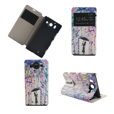 

Girl under Umbrella Design PU Leather Flip Cover Wallet Card Holder Case for Microsoft Lumia 950