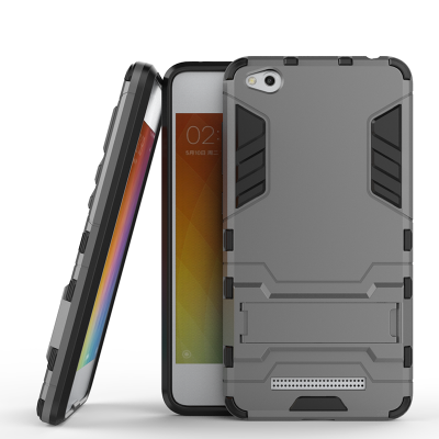 

Gray Slim Robot Armor Kickstand Shockproof Hard Rugged Rubber Back Case For XIAOMI RedMi 4A