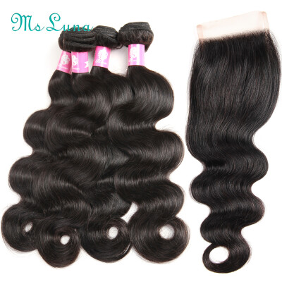 

4 Bundles Peruvian Body Wave Virgin Hair With Lace Closure 7A Human Hair Weave Peruvian Body Wave Virgin Hair With Closure