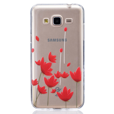 

Red flower Pattern Soft Thin TPU Rubber Silicone Gel Case Cover for SAMSUNG GALAXY J3 J310
