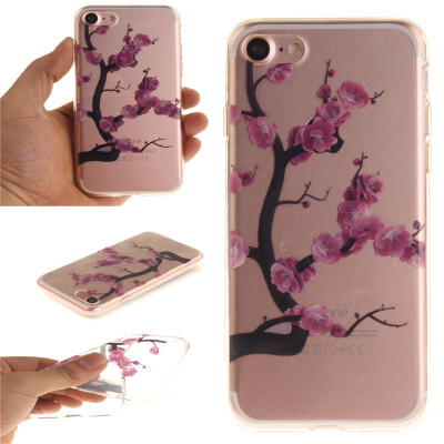 

Purple plum blossom Pattern Soft Thin TPU Rubber Silicone Gel Case Cover for IPHONE 7