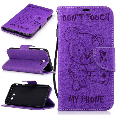 

Purple Bear Style Embossing Classic Flip Cover with Stand Function and Credit Card Slot for SAMSUNG Galaxy J7 2017/J727P