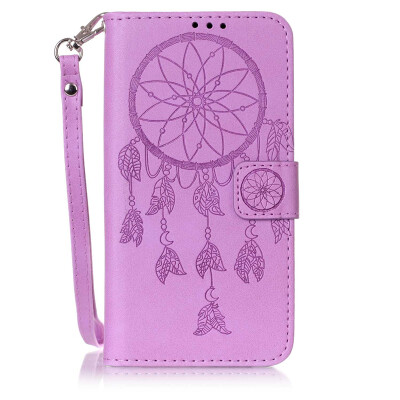 

Purple Wind Chime Design PU Leather Flip Cover Wallet Card Holder Case for LG K7