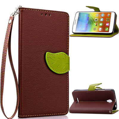 

Brown Design PU Leather Flip Cover Wallet Card Holder Case for Lenovo A5000