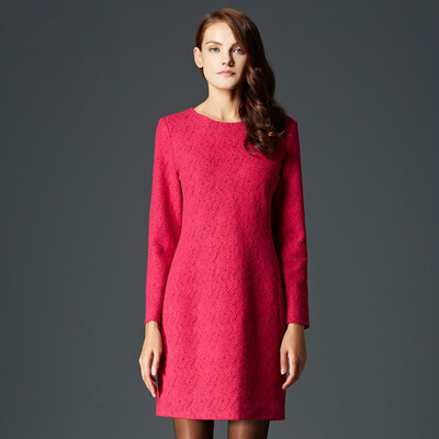 

Marc Rebecca Commons Simple Long Sleeve Lace Dress 55301E Rose Red  Code