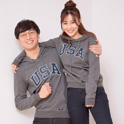 

Intercrew South Korea 2017 Spring Couples Dress Up Korean Hooded Sweatshirt Women Loose Sleeve Embroidered Baseball Wear ITR1TH31G Dark Gray 90