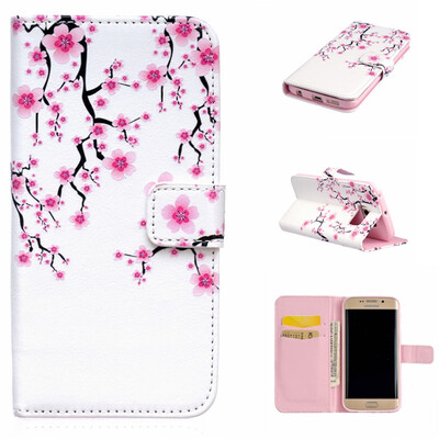 

Plum blossom Design PU Leather Flip Cover Wallet Card Holder Case for SAMSUNG GALAXY S6 EDGE