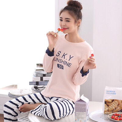 

Bejirog pajamas women&39s autumn cotton long-sleeved round neck sets of home service 3579 pink M code