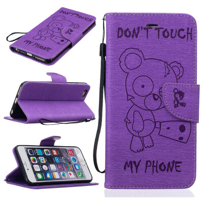 

Purple Bear Embossed PU Leather Wallet Case Classic Flip Cover with Stand Function and Credit Card Slot for IPHONE 6 PLUS/6S PLUS