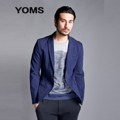 

YOMS) suits men's England fashion casual self-cultivation a buckle color yarn combing cotton small suit jacket 52233009 possession of green