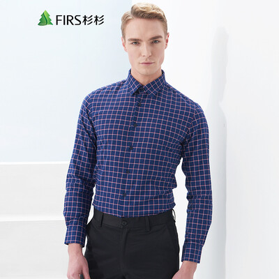 

FIRS Shirt Men Slim-Fit Shirt Korean Style