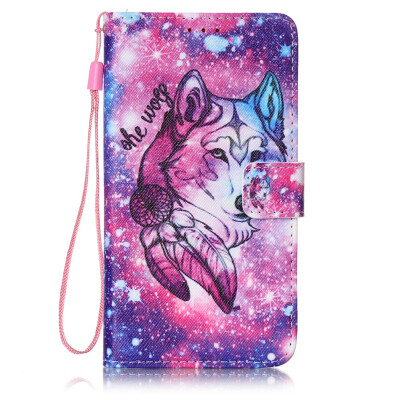 

Wolf Design PU Leather Flip Cover Wallet Card Holder Case for SAMSUNG J510