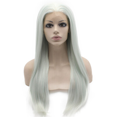 

Iwona Synthetic Hair Lace Front Long Stright Light Blue Wig