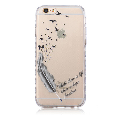 

Feathers&birds Pattern Soft Thin TPU Rubber Silicone Gel Case Cover for IPHONE 6 Plus6S Plus