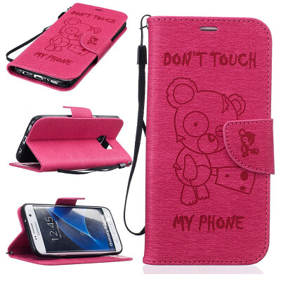 

Rose red Bear Style Embossing Classic Flip Cover with Stand Function and Credit Card Slot for SAMSUNG Galaxy S7 Edge