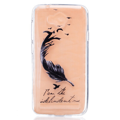 

Black feathers Pattern Soft Thin TPU Rubber Silicone Gel Case Cover for HUAWEI Y3 II